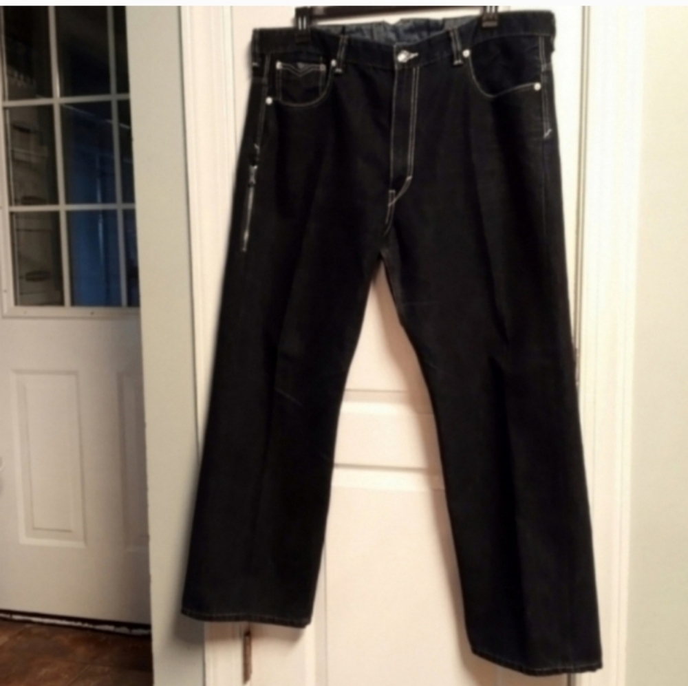 Levi 569 Loose Straight Men's Blue Jeans 42 X 32 Dark Wash 100% Cotton EUCCowboy